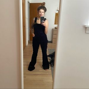 Anthropologie crushed velvet overalls